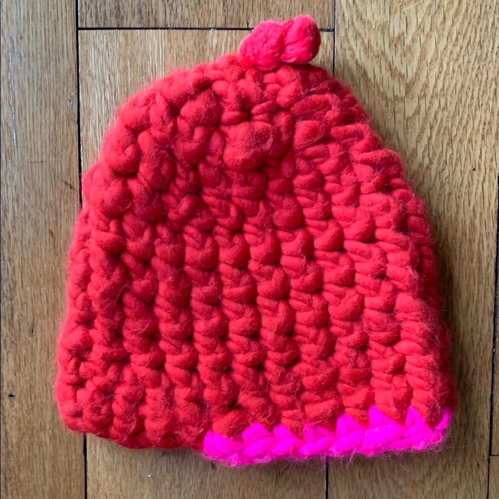Mischa Lampert Red and Pink Beanie